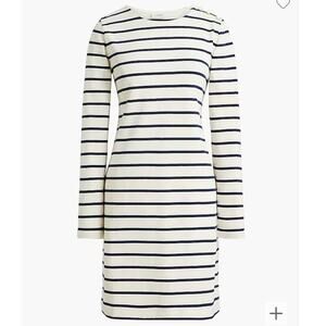 NWT J. CREW Factory‎ Striped Button Shoulder Mini Dress Navy Blue Cream Medium